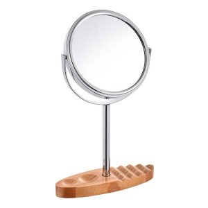 round mirror with boat shape bamboo base