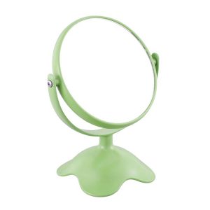 round plastic mirror with wave base-green
