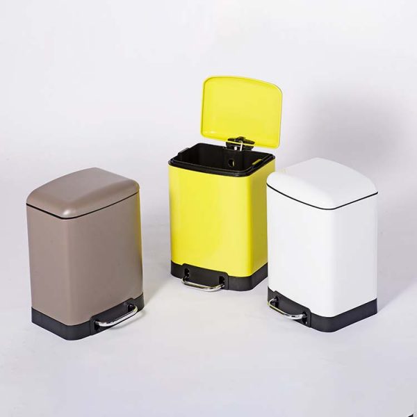 Retro Rectangle soft-close trash can with steel bar pedal(Patent design)6,12,20,30,40L