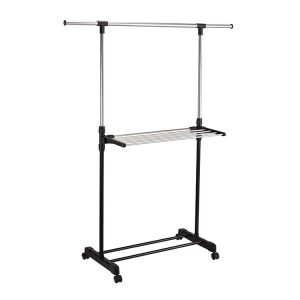 one tier clothes rack with adjustable hanger pole and shoe rack