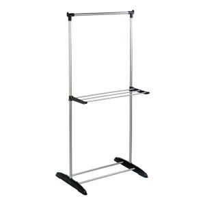 one tier clothes rack with hanger pole and shoe rack