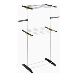 two tier clothes rack with foot rest